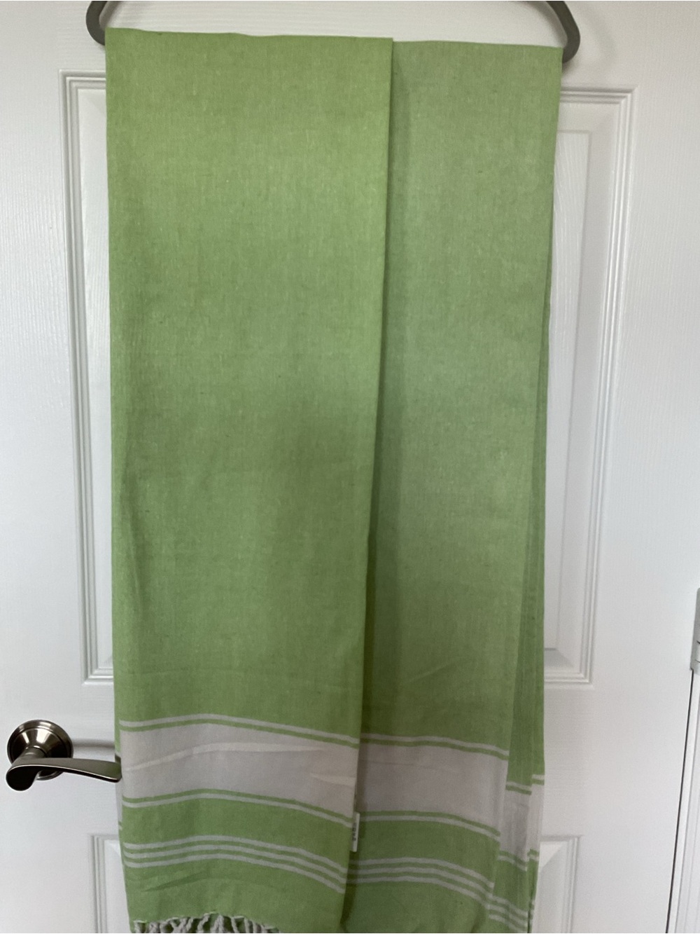 Lane Linen Light Green Striped Linen Towels Set of 2 New